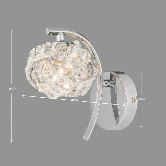 Glass Wall Light - Silver, Steel