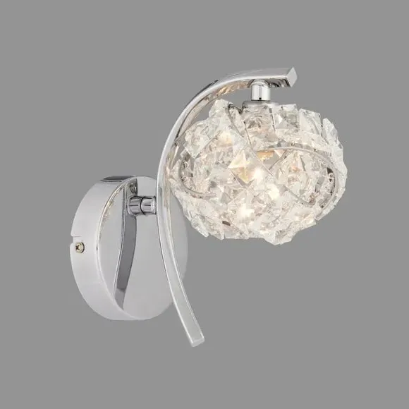Glass Wall Light - Silver, Steel image