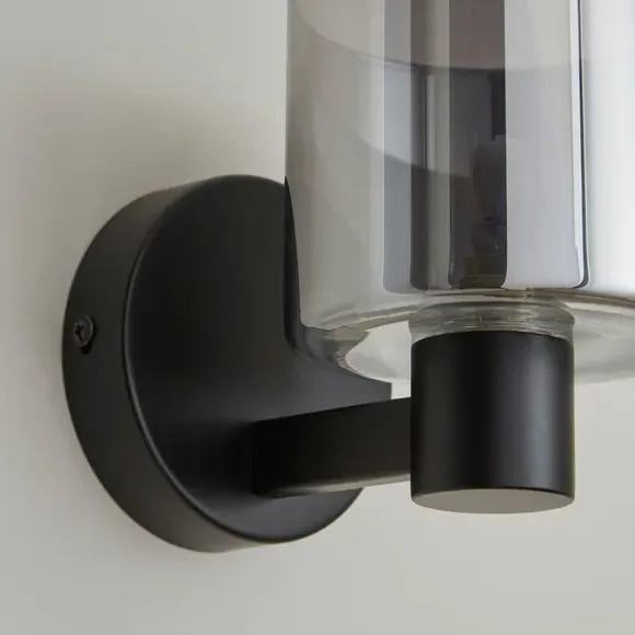 Glass Wall Light with Chrome Frame - Black