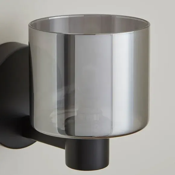 Glass Wall Light with Chrome Frame - Black