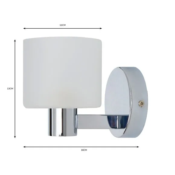 Glass Wall Light with Chrome Frame - Chrome