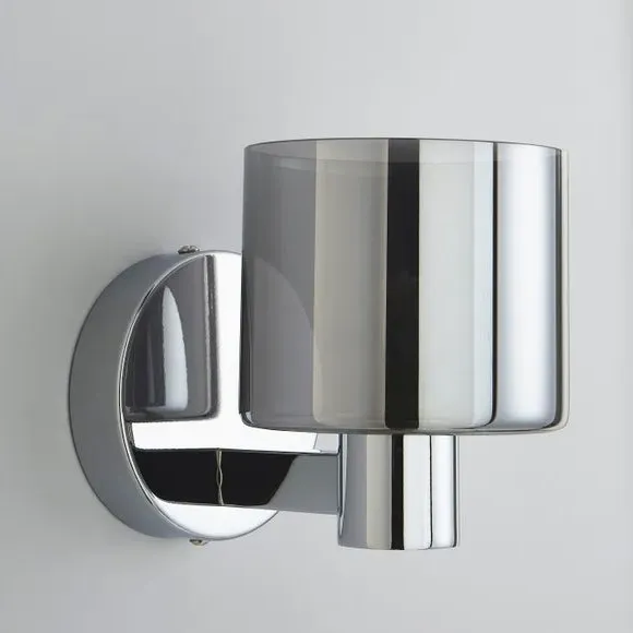 Glass Wall Light with Chrome Frame - Smoke