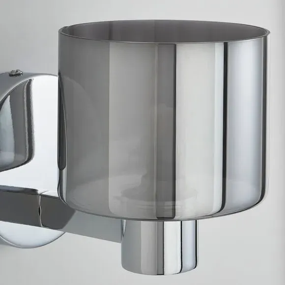 Glass Wall Light with Chrome Frame - Smoke
