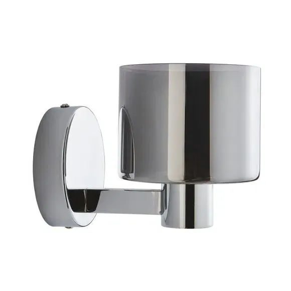 Glass Wall Light with Chrome Frame - Smoke