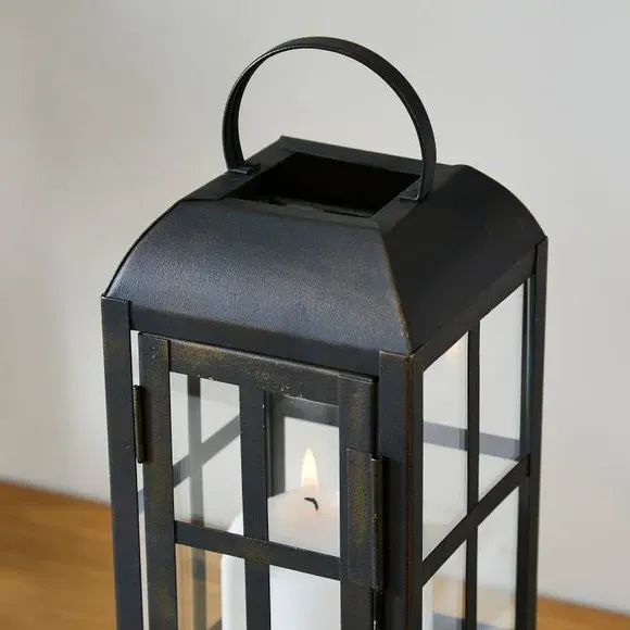Glass Window Lantern - Black