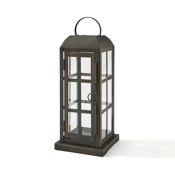 Glass Window Lantern - Black