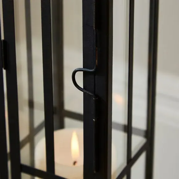 Glass Window Lantern - Black
