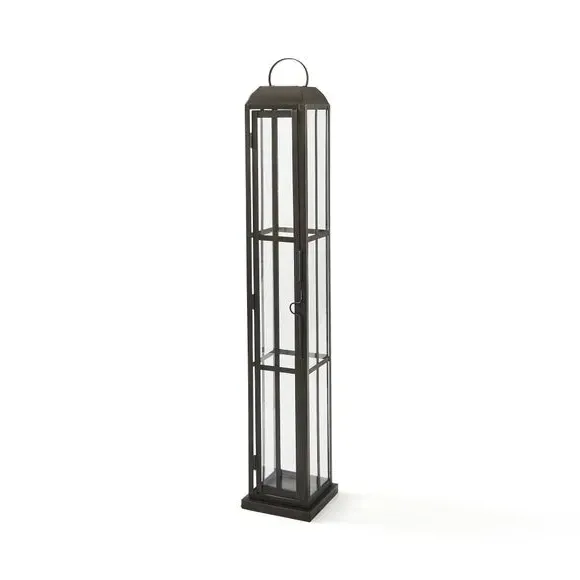 Glass Window Lantern - Black