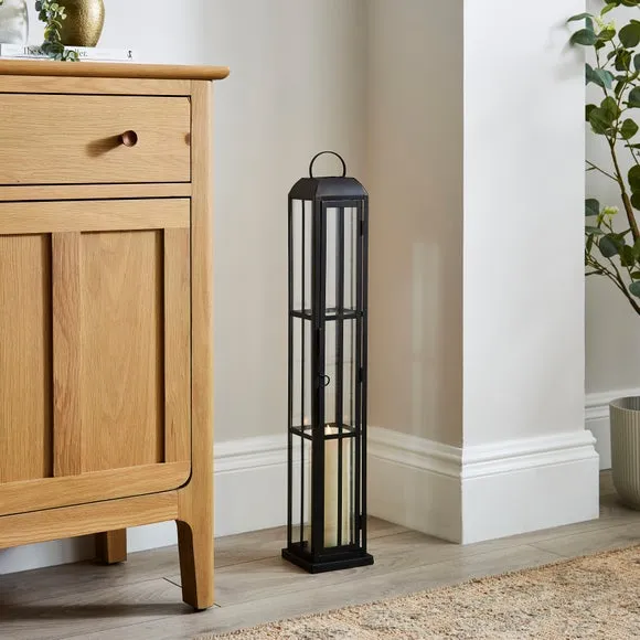 Glass Window Lantern - Black