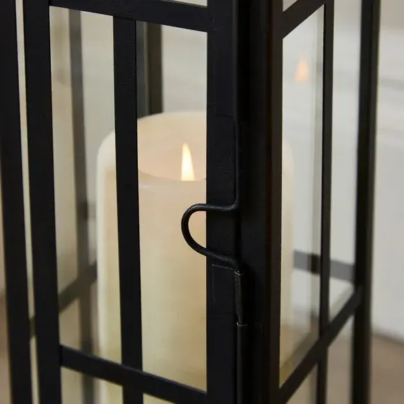 Glass Window Lantern - Black