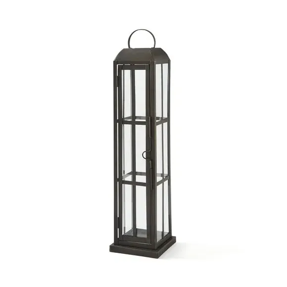 Glass Window Lantern - Black
