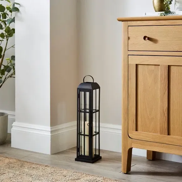 Glass Window Lantern - Black