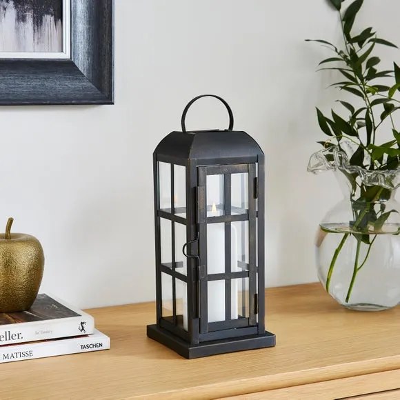Glass Window Lantern - Black image