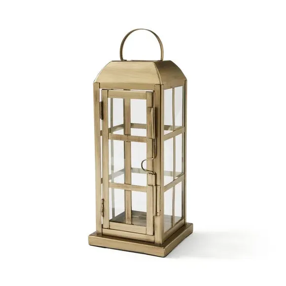 Glass Window Lantern - Gold