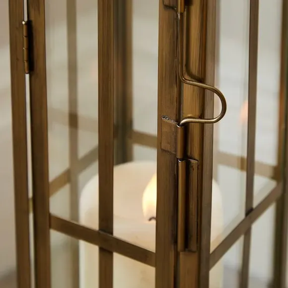 Glass Window Lantern - Gold