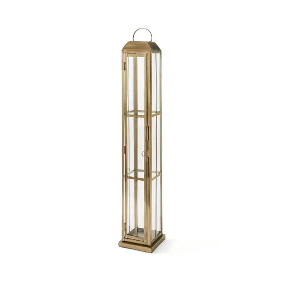 Glass Window Lantern - Gold
