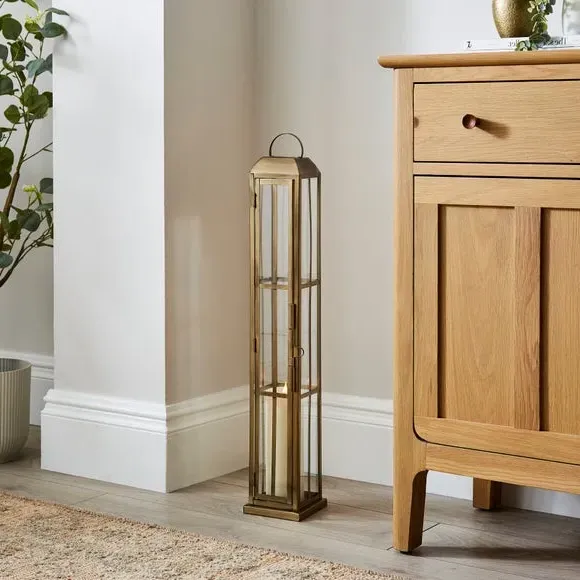 Glass Window Lantern - Gold