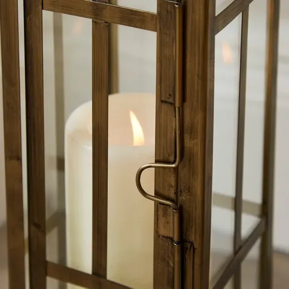 Glass Window Lantern - Gold