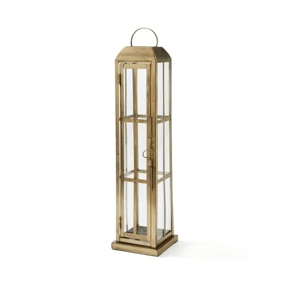 Glass Window Lantern - Gold