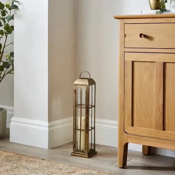 Glass Window Lantern - Gold