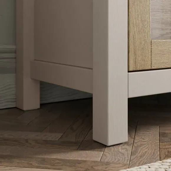 Glazed Display Cabinet with Drawers - Stone, Oak