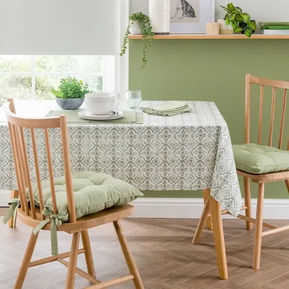 Global Tile Wipe Clean Tablecloth - Green, Cotton image