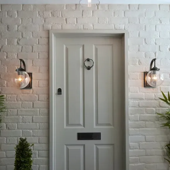 Globe Wall Light Dimmable - Black, Metal Glass