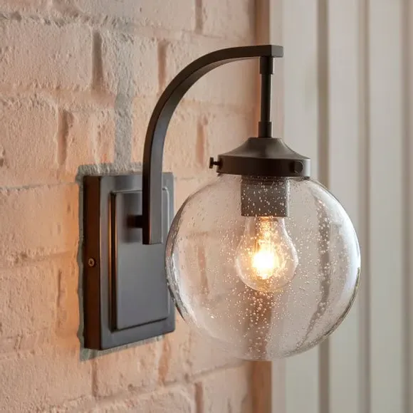 Globe Wall Light Dimmable - Black, Metal Glass image