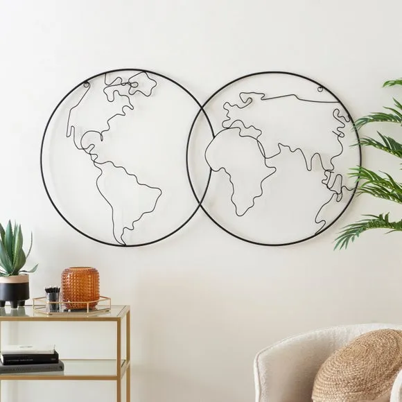 Globe Wire Wall Art - Black, Metal