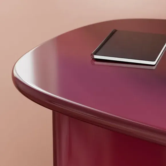Gloss Desk with Rounded Sides - Burgundy, Wood