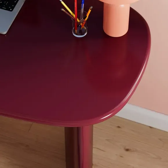 Gloss Desk with Rounded Sides - Burgundy, Wood