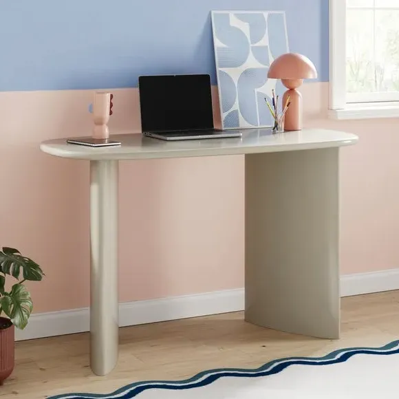 Gloss Desk with Rounded Sides - Mushroom, Wood