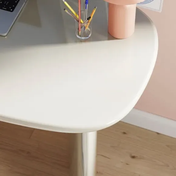 Gloss Desk with Rounded Sides - Mushroom, Wood