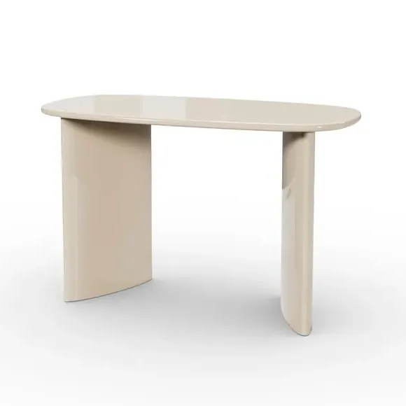 Gloss Desk with Rounded Sides - Mushroom, Wood