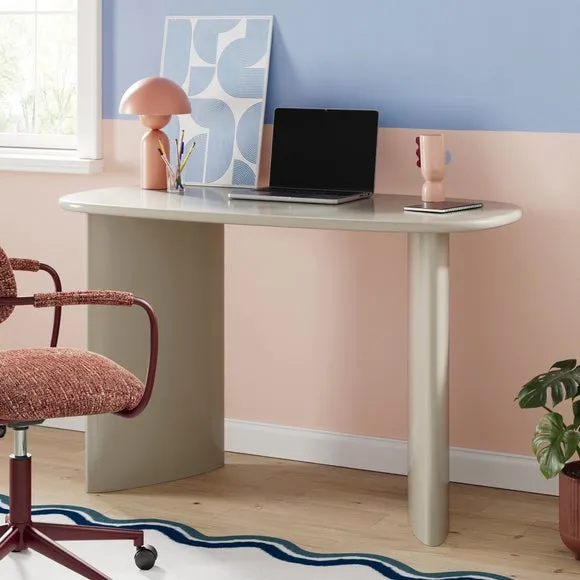 Gloss Desk with Rounded Sides - Mushroom, Wood