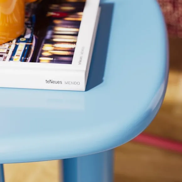 Gloss Side Table with Rounded Sides - Cornflower