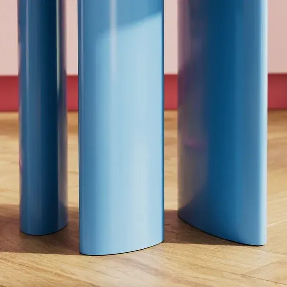 Gloss Side Table with Rounded Sides - Cornflower