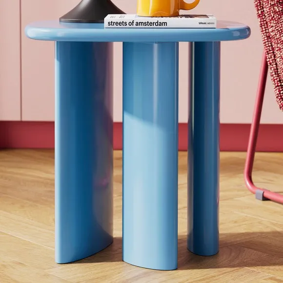 Gloss Side Table with Rounded Sides - Cornflower