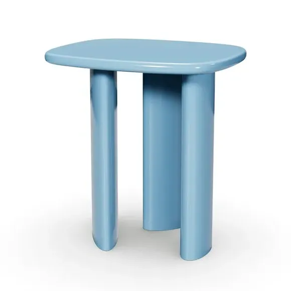 Gloss Side Table with Rounded Sides - Cornflower