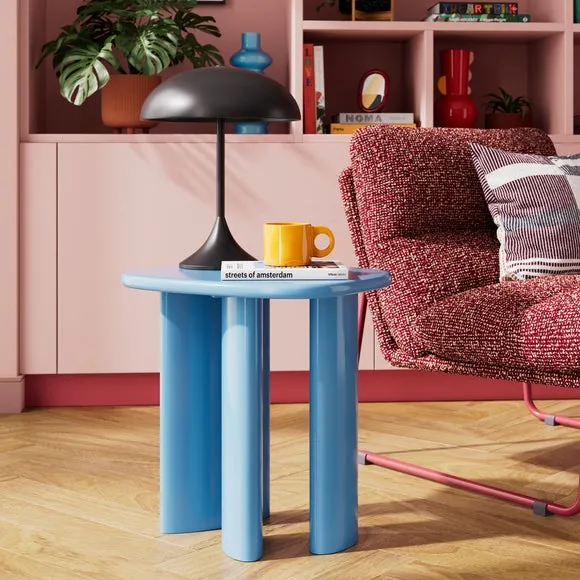 Gloss Side Table with Rounded Sides - Cornflower image