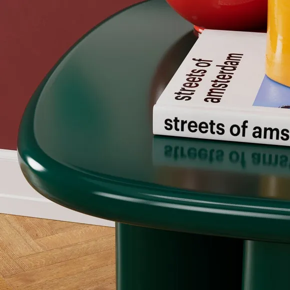 Gloss Side Table with Rounded Sides - Emerald