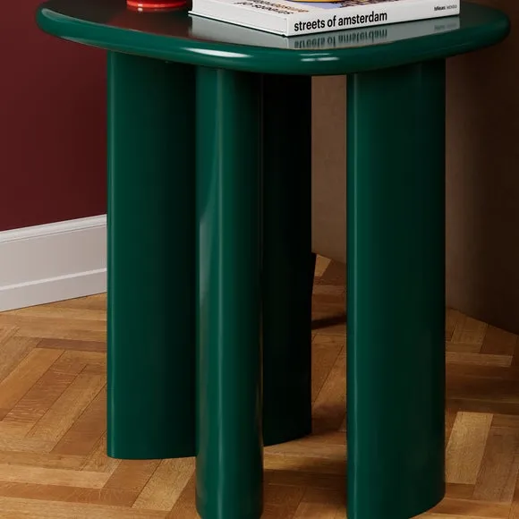 Gloss Side Table with Rounded Sides - Emerald