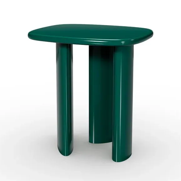 Gloss Side Table with Rounded Sides - Emerald