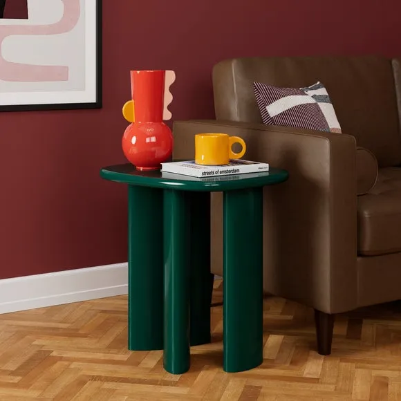 Gloss Side Table with Rounded Sides - Emerald