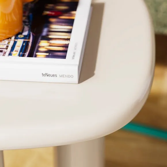 Gloss Side Table with Rounded Sides - Mushroom
