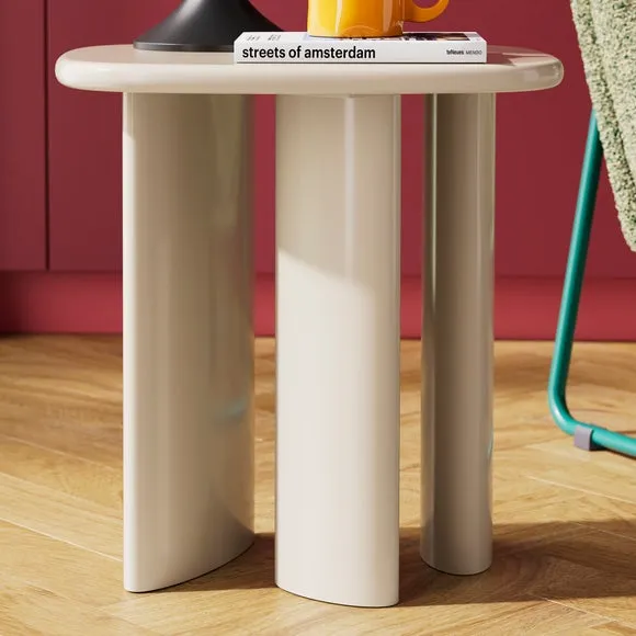 Gloss Side Table with Rounded Sides - Mushroom