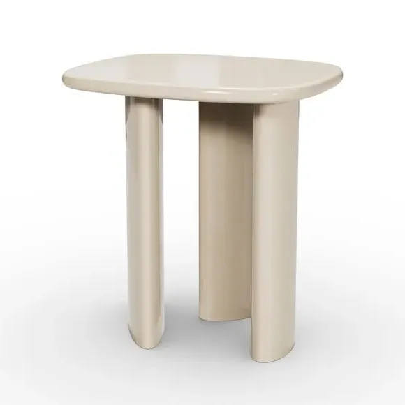 Gloss Side Table with Rounded Sides - Mushroom
