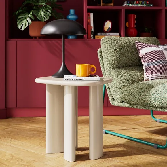 Gloss Side Table with Rounded Sides - Mushroom