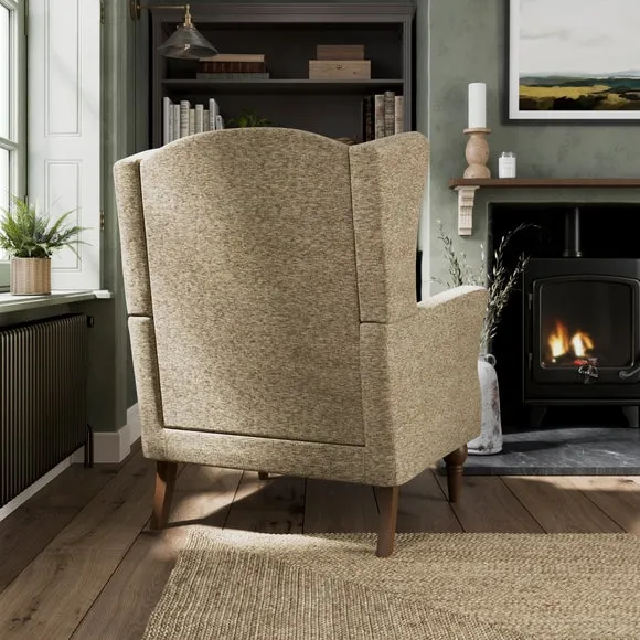 Grande Armchair with Winged Back - Natural, Chenille