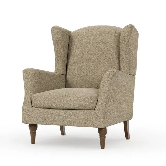 Grande Armchair with Winged Back - Natural, Chenille